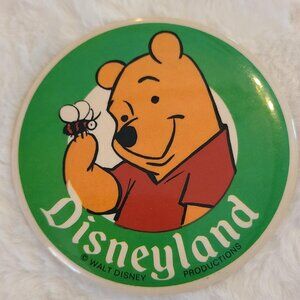 Vintage 80's Winnie the Pooh Disneyland Button Pin Back 3.5" Collectible Disney